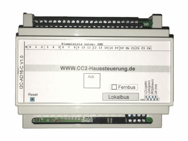 I2C-AD Temperatur/Licht,  16 Eing., 4  S0-Impulszähler